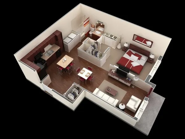 +50 mẫu thiết kế căn hộ 1 phòng ngủ đẹp hiện đại