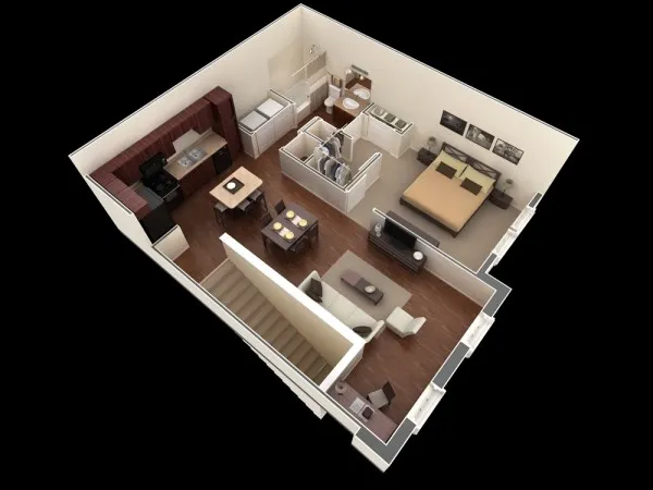 +50 mẫu thiết kế căn hộ 1 phòng ngủ đẹp hiện đại
