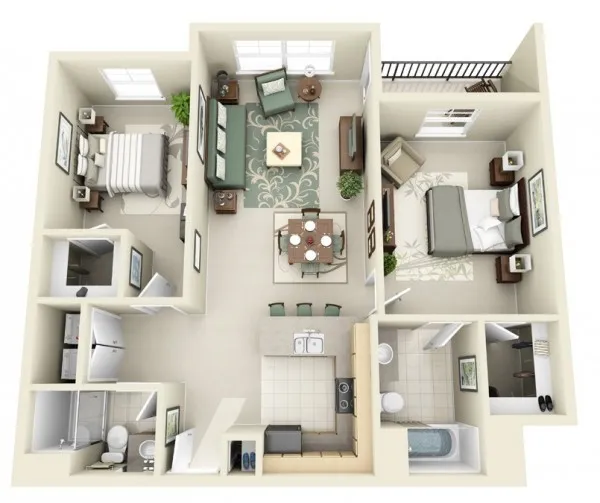 +50 mẫu thiết kế căn hộ 2 phòng ngủ đẹp & khoa học